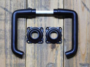 Set of Door Handles with Square Rosettes - Black - Aluminium