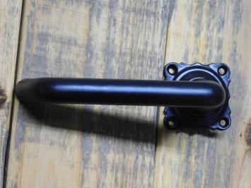 Set of Door Handles with Square Rosettes - Black - Aluminium