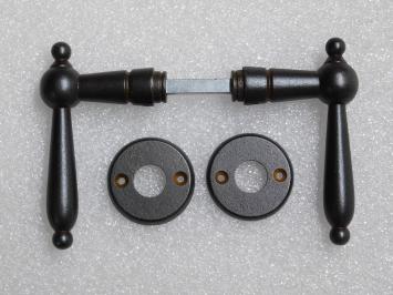 Set of door handles with latch rosettes - Iron Rusted - Dark Brown