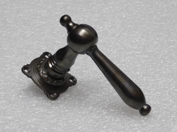 Revo Door Handle Set with Handle Rosettes - Dark Patinated Brass