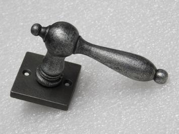 Cambridge Handle Set + Square Handle Rosettes - Galvanised Cast Iron