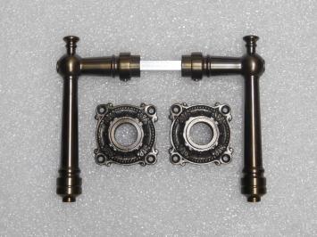 Montel Door Handle Set with Handle Rosettes - Dark Patinated Brass