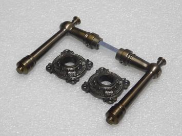 Montel Door Handle Set with Handle Rosettes - Dark Patinated Brass
