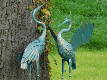 Set prachtige Reigers - Turquoise met Goud - Metaal