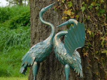 Set prachtige Reigers - Turquoise met Goud - Metaal