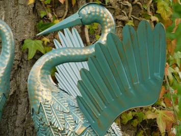 Set prachtige Reigers - Turquoise met Goud - Metaal