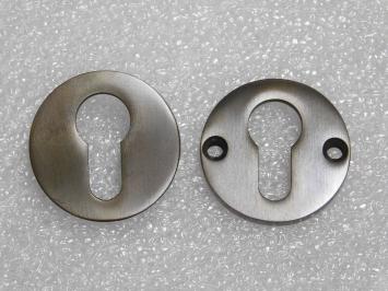 Set of Rosettes for Profile Cylinder Doors - Round - Dark Patinated Brass