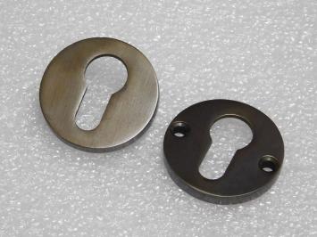 Set of Rosettes for Profile Cylinder Doors - Round - Dark Patinated Brass