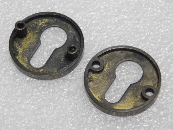Set of Rosettes for Profile Cylinder Doors - Round - Dark Patinated Brass