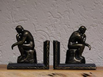 Set Bookends - The Thinker - Cast iron - Bronze-look