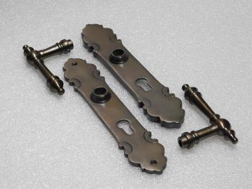 Set Deurklinken Montreux + Deurplaten PC 92 - Donker Gepatineerd Messing