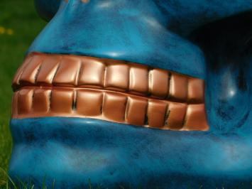 Skull XL - 60 x 65 cm - Blue with Bronze - Polystone