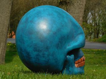 Skull XL - 60 x 65 cm - Blue with Bronze - Polystone
