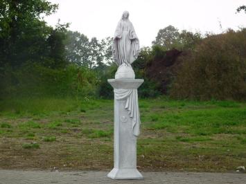 Gartenstatue der Maria auf Medusa-Sockel – 170 cm – Steinstatue mit Säulenset
