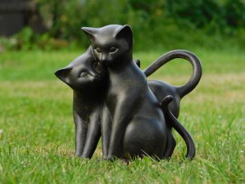 Statue Playing Cats - Black and Brown - Polystone