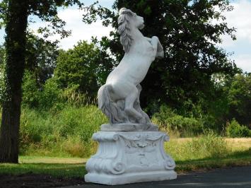 Steigerend Paard op Sokkel XL - 180 cm - Steen