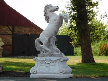 Steigerend Paard op Sokkel XL - 180 cm - Steen