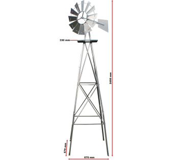 Windmühle XL – 245 cm – Metall – US-Windrad