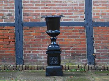 Large garden vase on column - black - cast iron