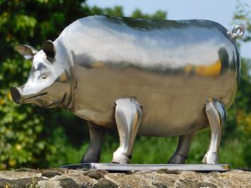 Statue Schwein - Metall - Farbe Chrom