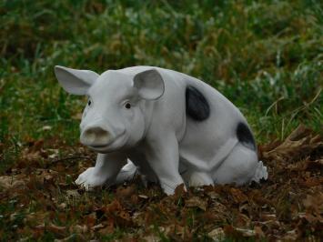 Statue pig with black spots - black and white - polystone