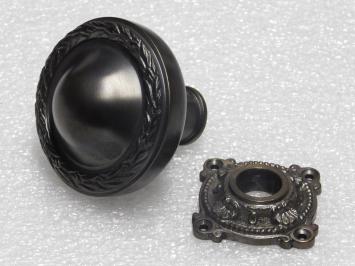 Solid Door Knob with Elegant Rosette - Dark Patinated Brass