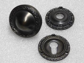 Vaste Deurknop Set met Rozetten – PC – Donker Gepatineerd Messing