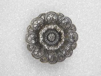Solid Flower Door Knob with Rosette - Dark Patinated Brass