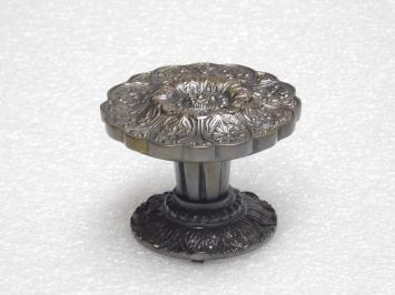 Solid Flower Door Knob with Rosette - Dark Patinated Brass