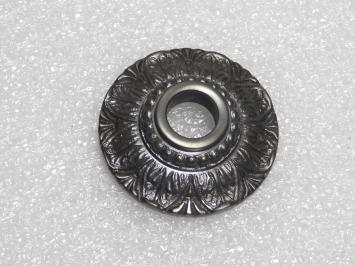 Solid Flower Door Knob with Rosette - Dark Patinated Brass