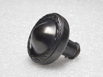 Solid Door Knob with Floral Rosette - Dark Patinated Brass