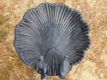 Große Vogeltränke / Futterschale - 80 cm - Gusseisen - Schwarz/Grau