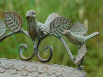 Vogeltränke / Futterschale mit Vögeln – stehend – 82 cm – Metall