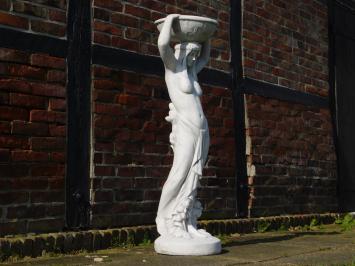 Large sculpture of a woman with bowl - made entirely of stone - 120 cm