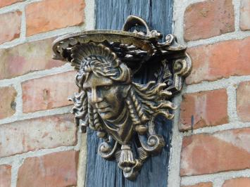 Wall console Female head - Cast iron - Bronze look - Cast iron