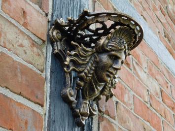 Wall console Female head - Cast iron - Bronze look - Cast iron