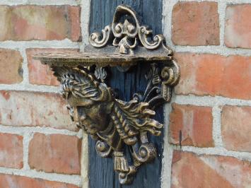 Wall console Female head - Cast iron - Bronze look - Cast iron
