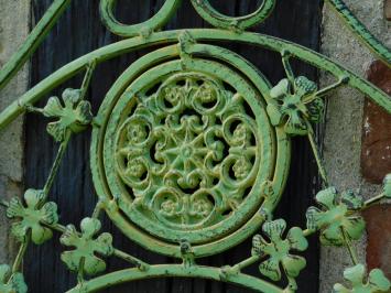 Vintage Wall Rack with Hooks - Old Green - Wrought Iron