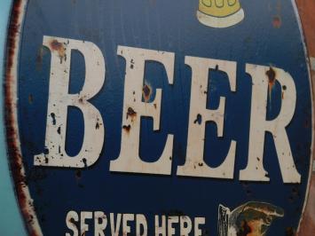 Wandschild ‚'Eiskaltes Bier wird hier serviert‘' - Metall - Rund