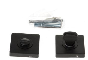 Toilet lock - matte black latch - aluminum lock on a rosette