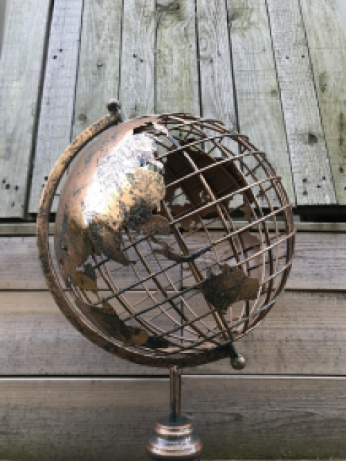 Metalen wereldbol, goud/zwart look, fraai decoratief item, laatste!