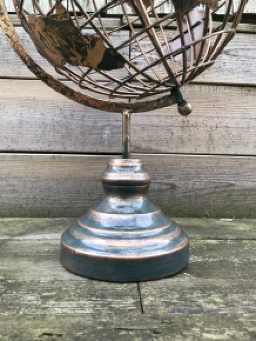 Metalen wereldbol, goud/zwart look, fraai decoratief item, laatste!