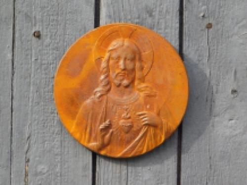 Wall plate Jesus - cast iron - rust colour