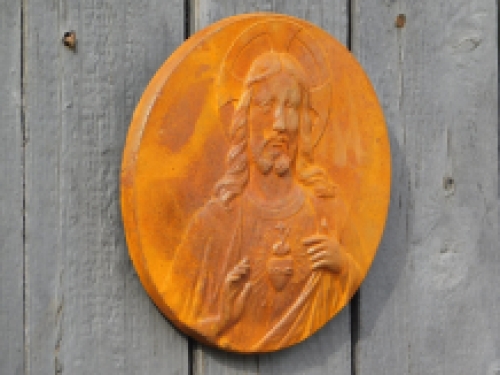 Wall plate Jesus - cast iron - rust colour