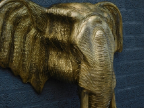 Wandornament Olifantenkop XXL - 105 cm - Goud/Zwart - Polystone